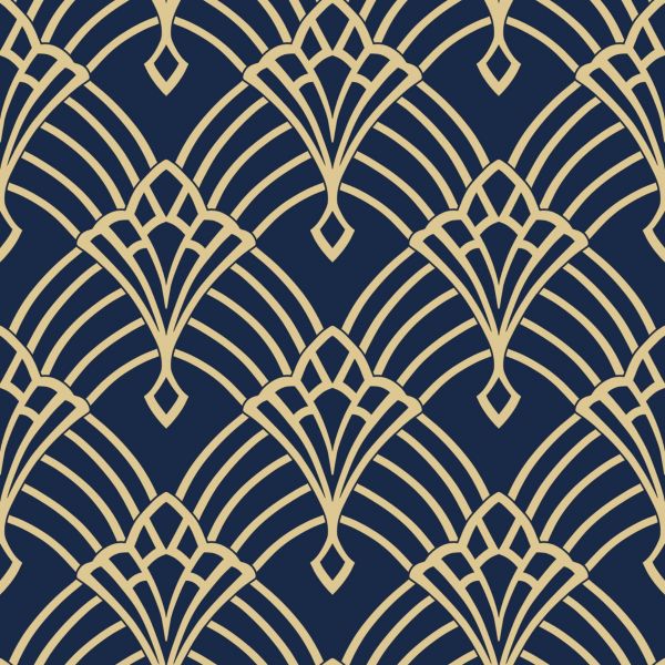 Waldorf Art Deco Wallpaper Navy  Gold World of Wallpaper2.jpg